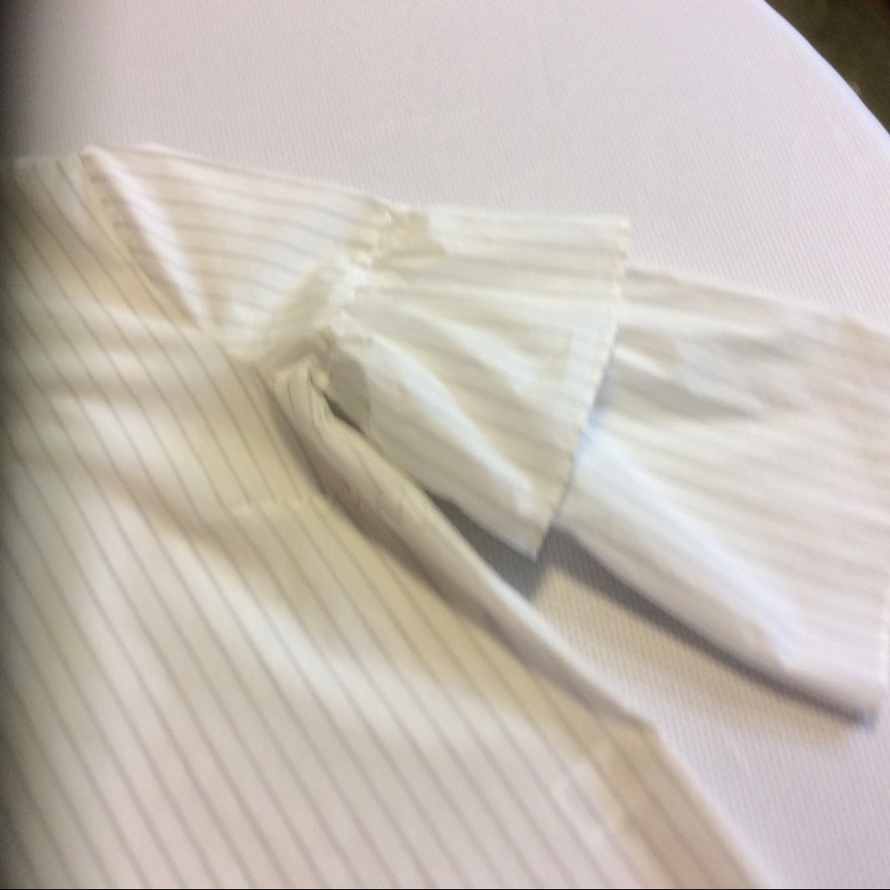 🚫SOLD🚫FREE WITH ANY PURCHASE - MADEWELL WHITE GRAY STRIPE RUFFLE SLEEVE TOP S - Picture 9 of 16